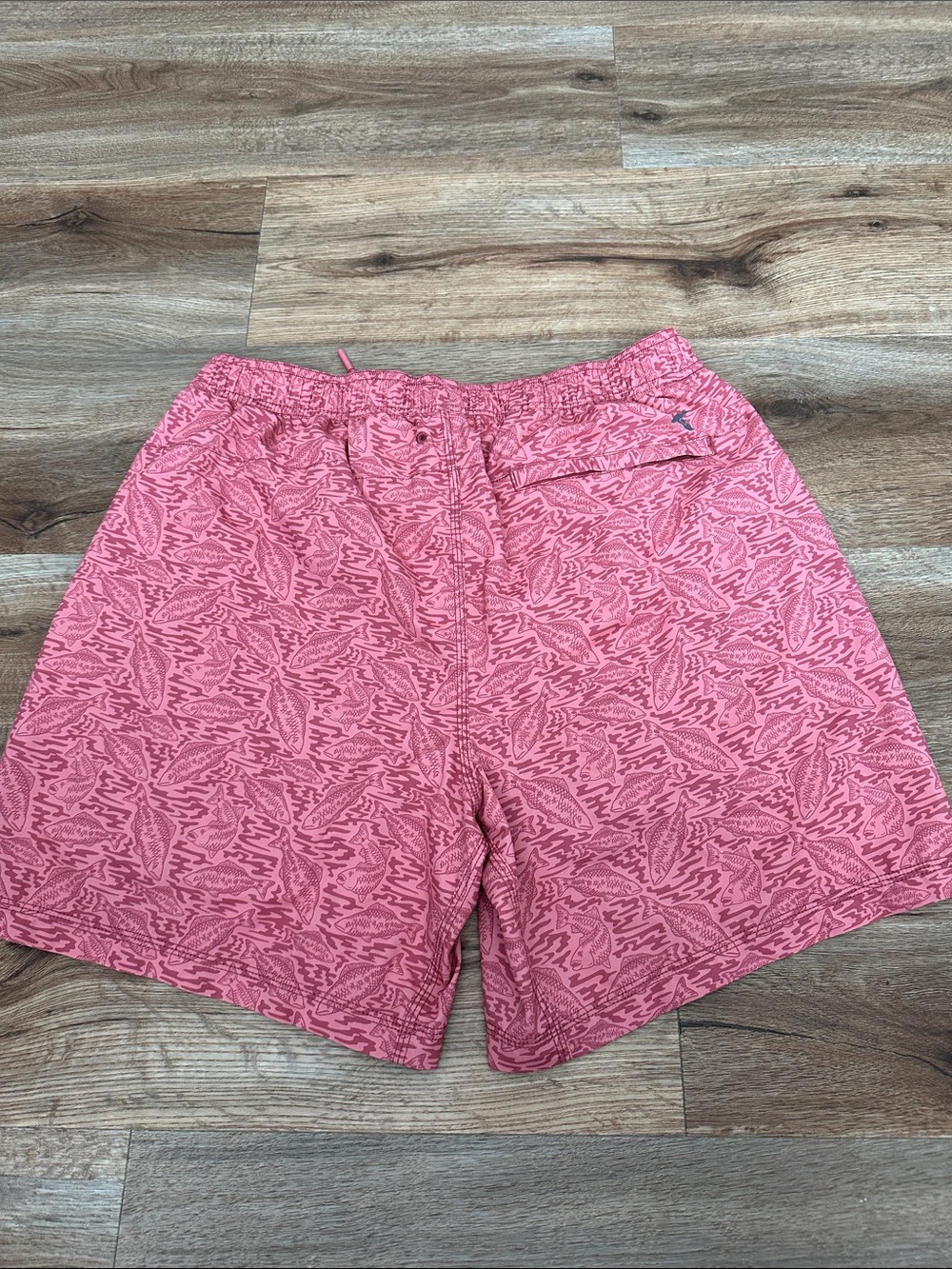 Men's Pink Patterned Swim Trunks with Drawstring - Picture 4 of 4